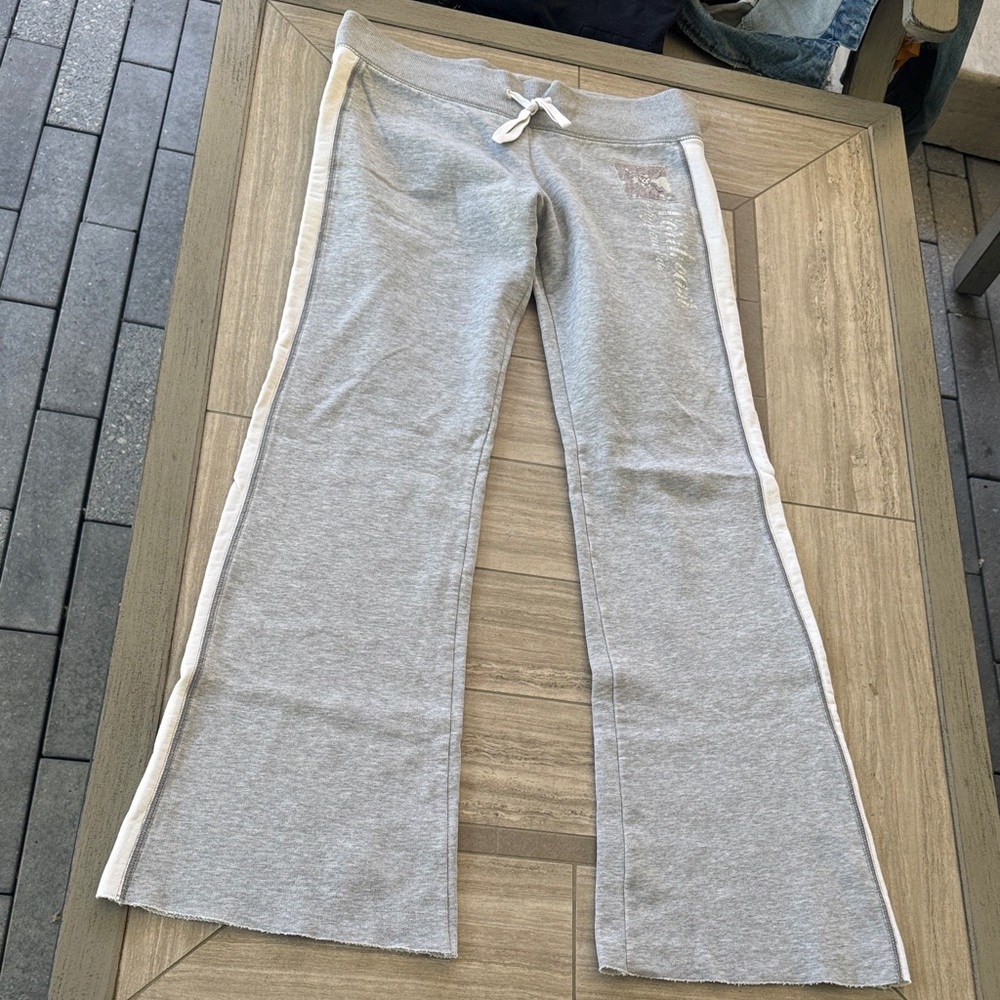 abercrombie kids Light Gray Sweatpants with White Side Stripes